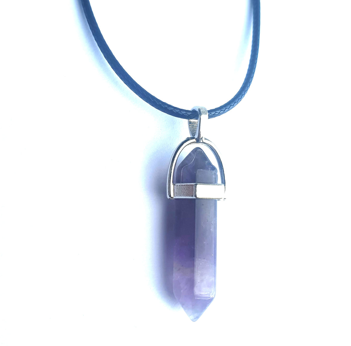 Crystal Pointed Pendant Necklace - Amethyst