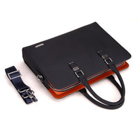 Men's compact handbag with adjustable strap and zip closure