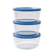 6 Piece Set (4 Cup / 32Oz) Round Glass Storage Containers With Lids, Deep Navy