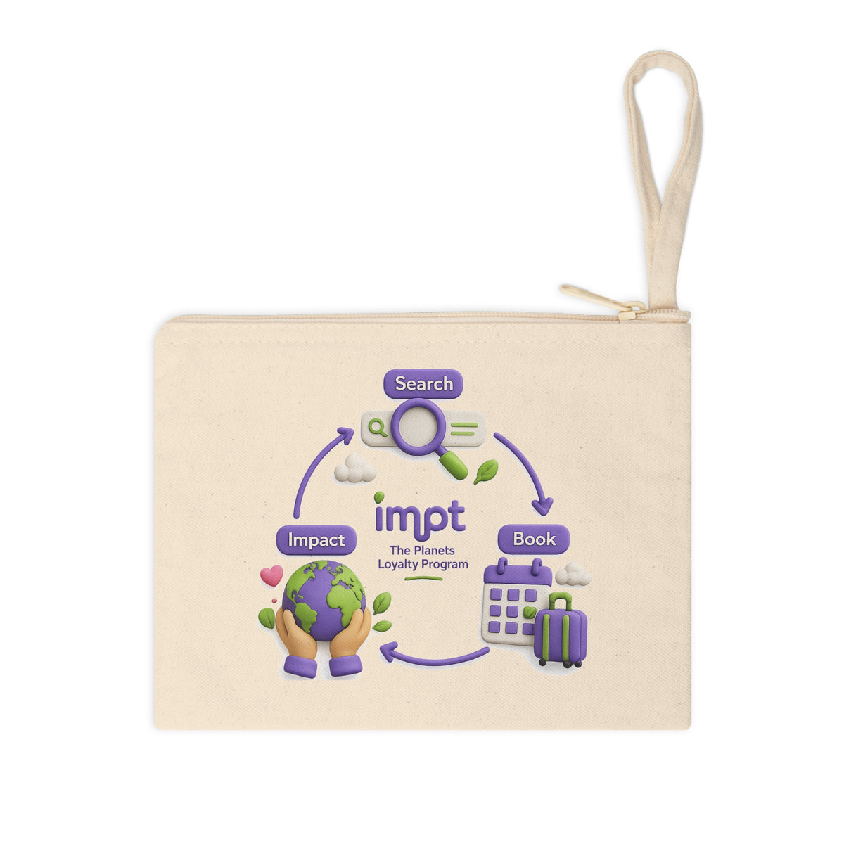 Canvas Zipper Pouch — 'impt: The Planets Loyalty Program' Travel & Eco Logo Accessory Bag