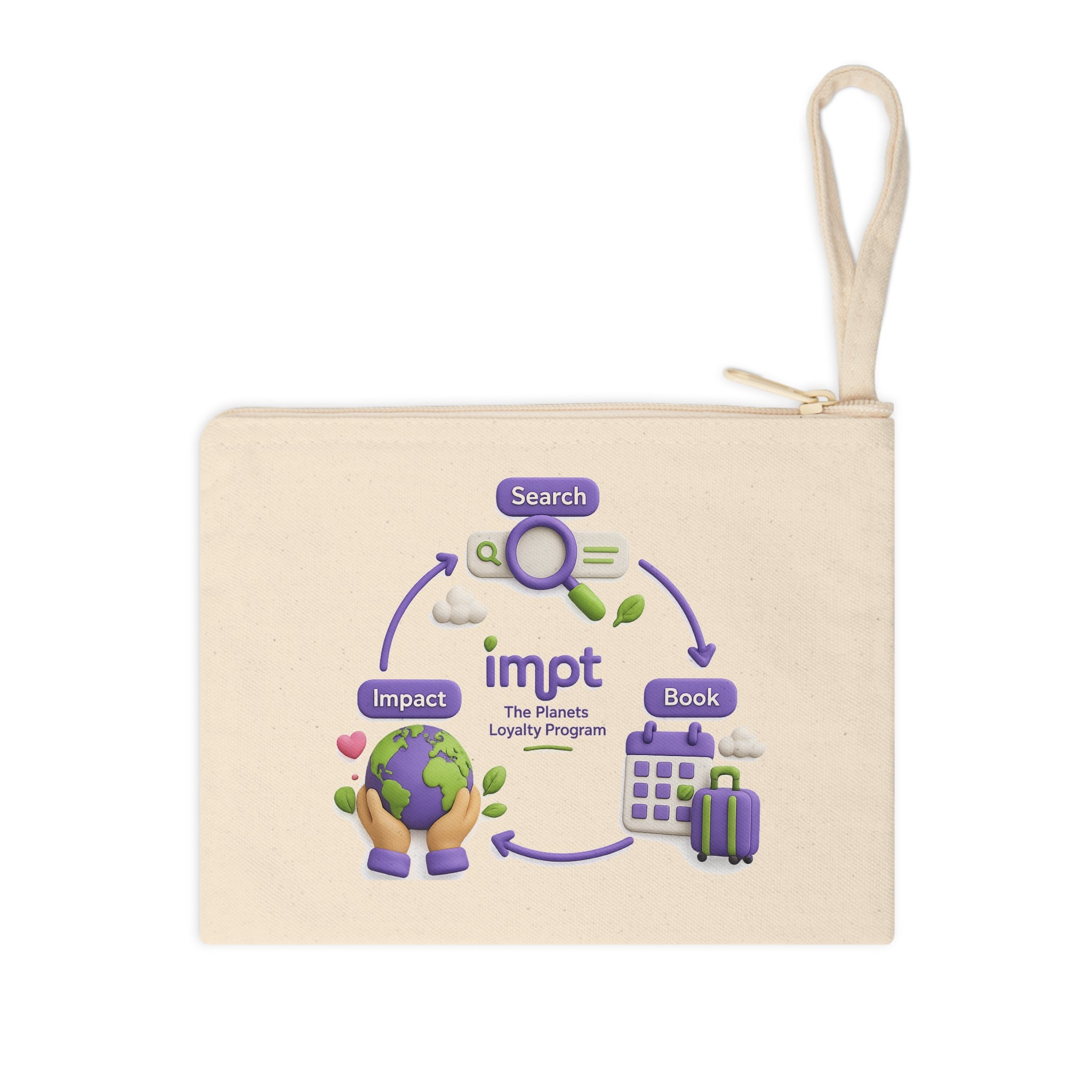 Canvas Zipper Pouch — 'impt: The Planets Loyalty Program' Travel & Eco Logo Accessory Bag