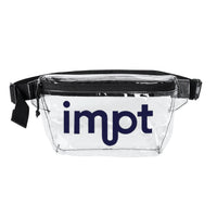 Transparent/Black Vinyl Fanny Pack — Clear Stadium Belt Bag with 'impt' Logo