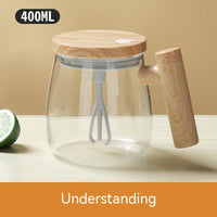 400ml self-stirring electric glass coffee mug with push-button mixer — view 6