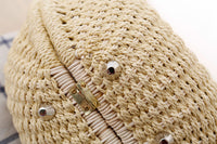 Hand-woven natural rattan handbag with leather handles — view 3