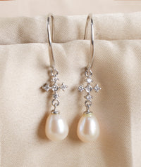 Zircon Pearl Drop Hooks-4