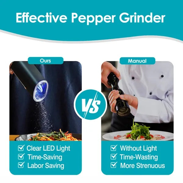Electric gravity sensor salt and pepper grinder with ceramic burr — view 4