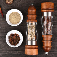 Handcrafted wooden salt and pepper grinder set with ceramic burrs