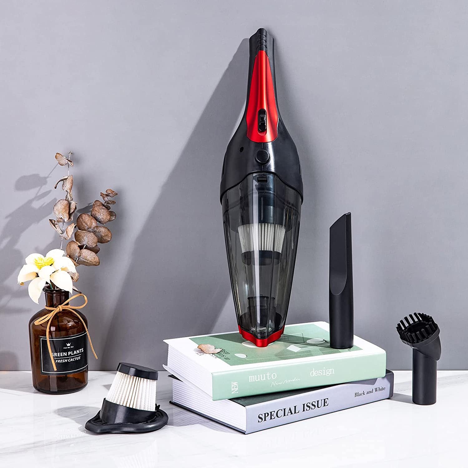 Cordless handheld car vacuum cleaner with HEPA filter
