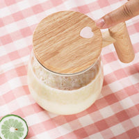 400ml self-stirring electric glass coffee mug with push-button mixer — view 3