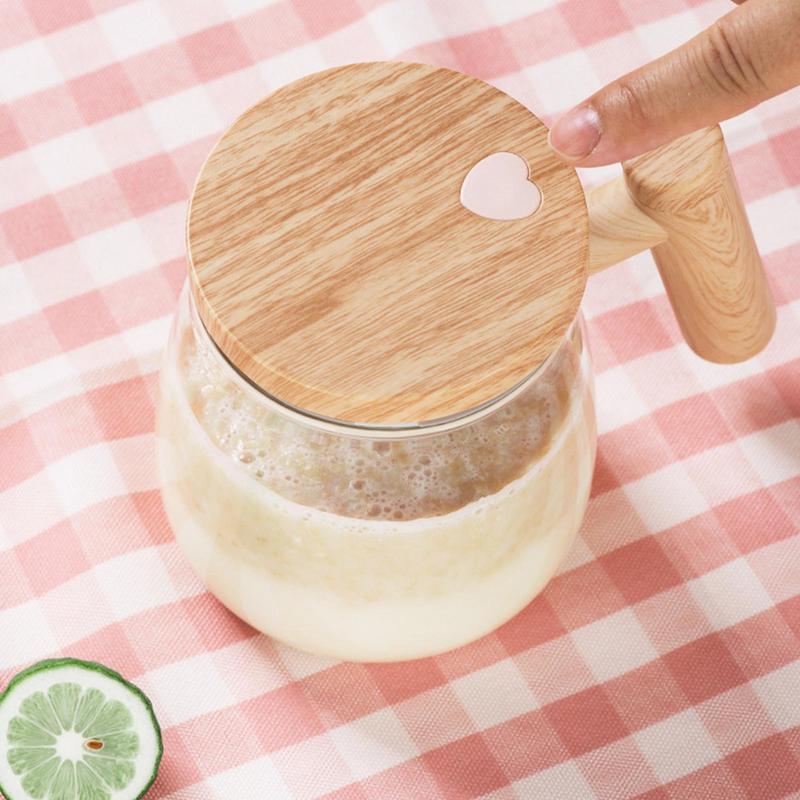 400ml self-stirring electric glass coffee mug with push-button mixer — view 3