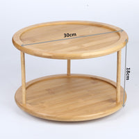 Round bamboo 2 tier turntable lazy susan spice rack for cabinets — view 6