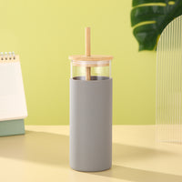 Large borosilicate glass jar with bamboo lid for kitchen pantry storage — view 4