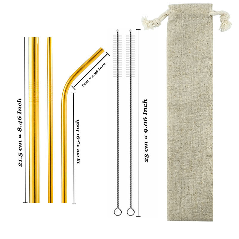 Set of reusable stainless steel drinking straws with cleaning brush — view 16