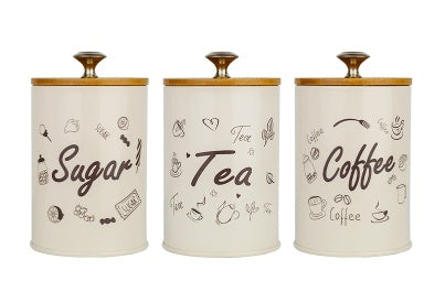 Three-piece tea coffee sugar glass storage jar set with airtight bamboo lids — view 11