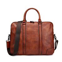 Vintage Calfskin Leather  Large Briefcase,Business  Laptop Cross Body Shoulder Bag