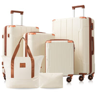Expandable six-piece hardshell luggage set with spinner wheels and carry on