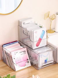 Acrylic cosmetic and mask storage drawer organizer