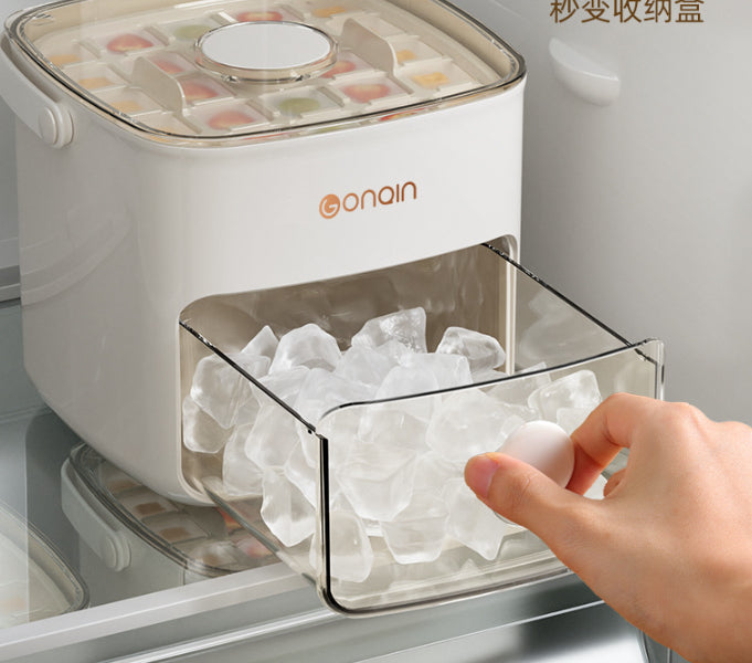 Portable silicone ice cube mold with snap-on lid — view 3