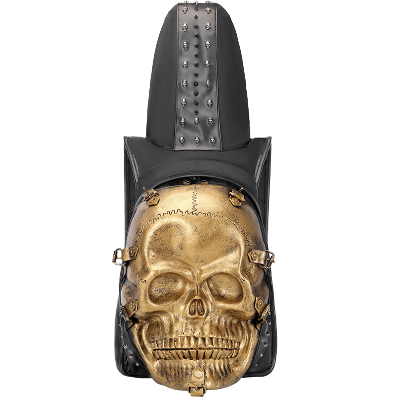 3D Skull Backpack Rivets Skull Backpack With Hoodie Cap
