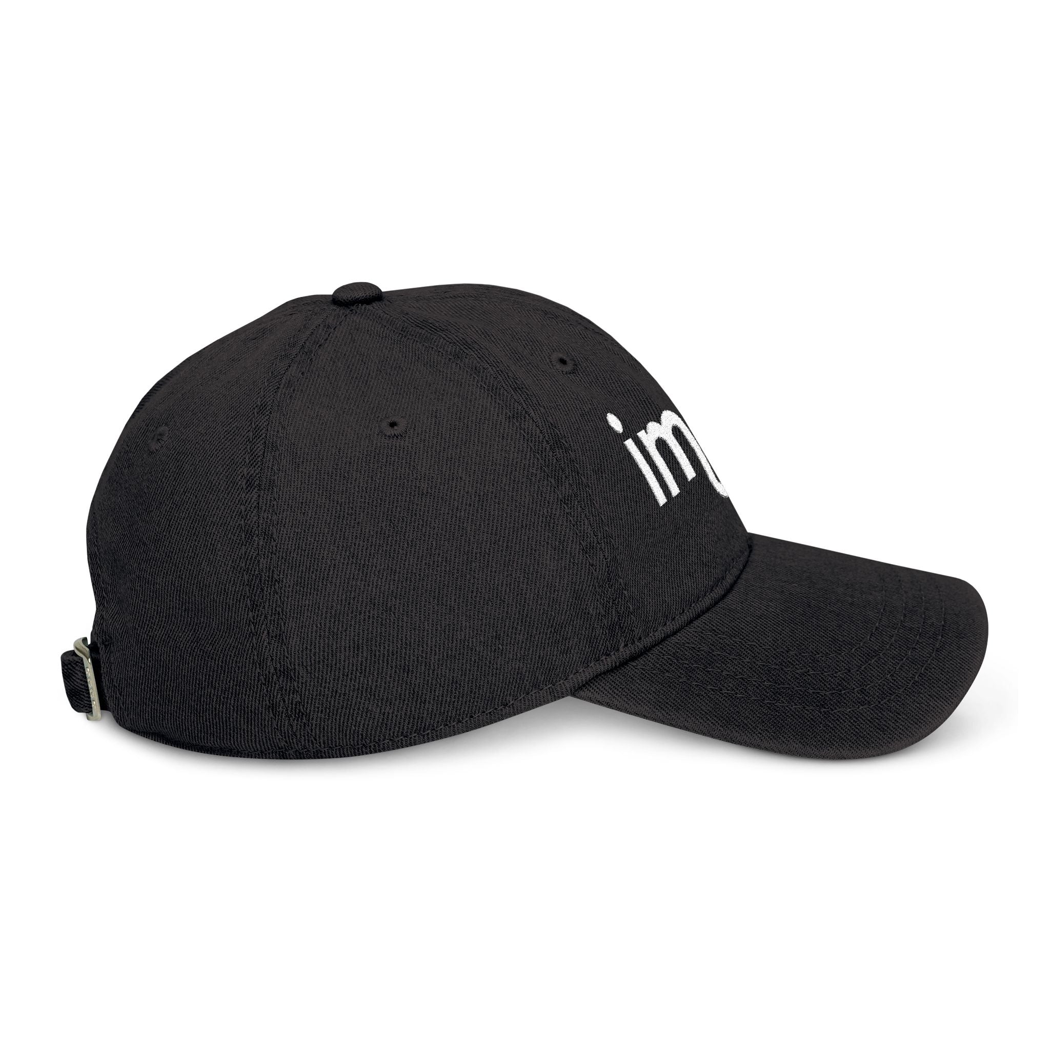 Embroidered ‘impt’ Denim Hat — Minimal Logo Baseball Cap
