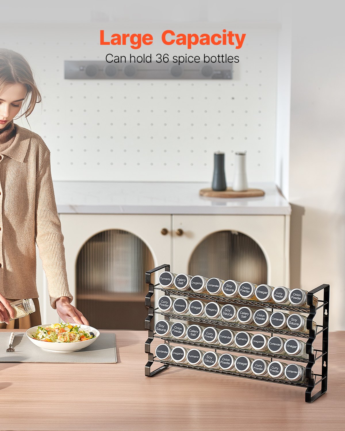 Expandable spice rack organizer for kitchen cabinet and countertop — view 2