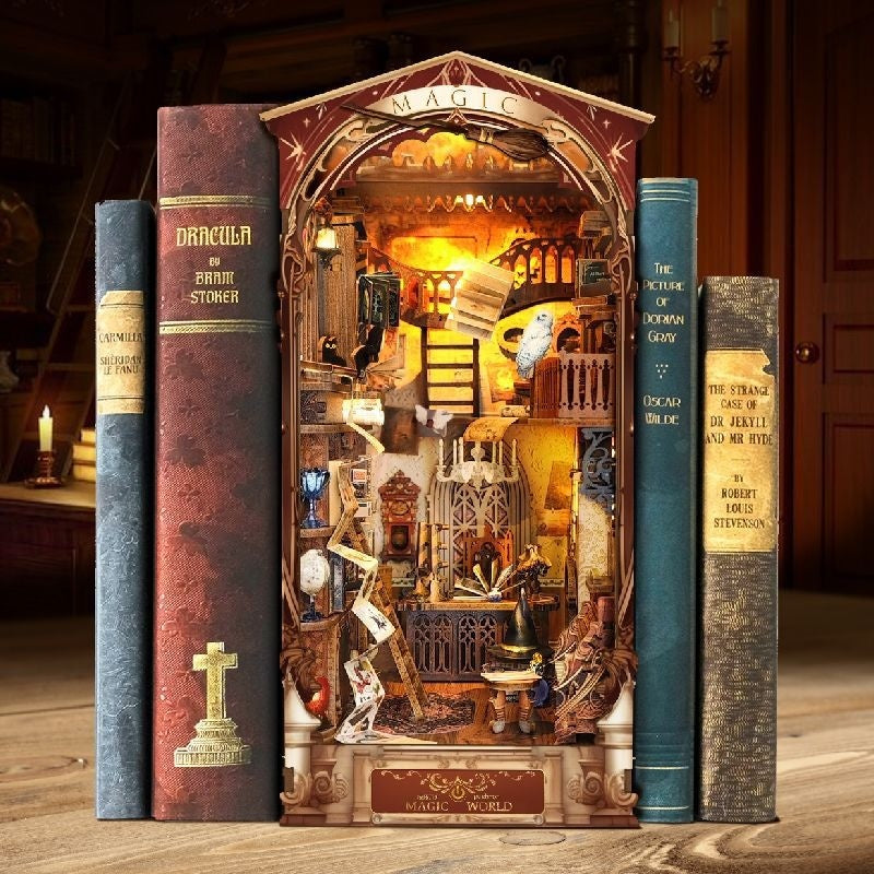 Handmade DIY cottage bookend miniature bookstore kit — view 3