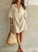 2026 New Polo V-neck Bubble Sleeve Loose Shirt Dress