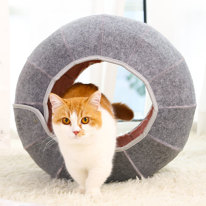 Plush fleece lined collapsible cat tunnel toy — view 5