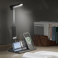 LED wireless charging desk lamp with pen holder for office — view 2