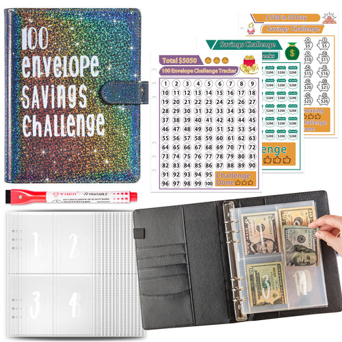 A5 money saving challenge planner and cash stuffing book — view 2