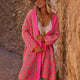 Contrast Color Leopard Print Long Knitwear Fashion Retro Pocket Sweater Women's Coat