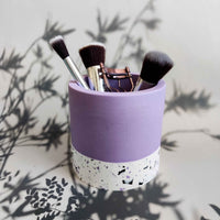 Half Terrazzo pen pot teal or purple, make up brushes holder-4