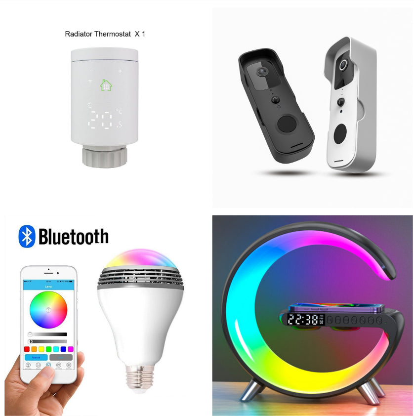 G shaped LED lamp with bluetooth speaker and wireless charger — view 11