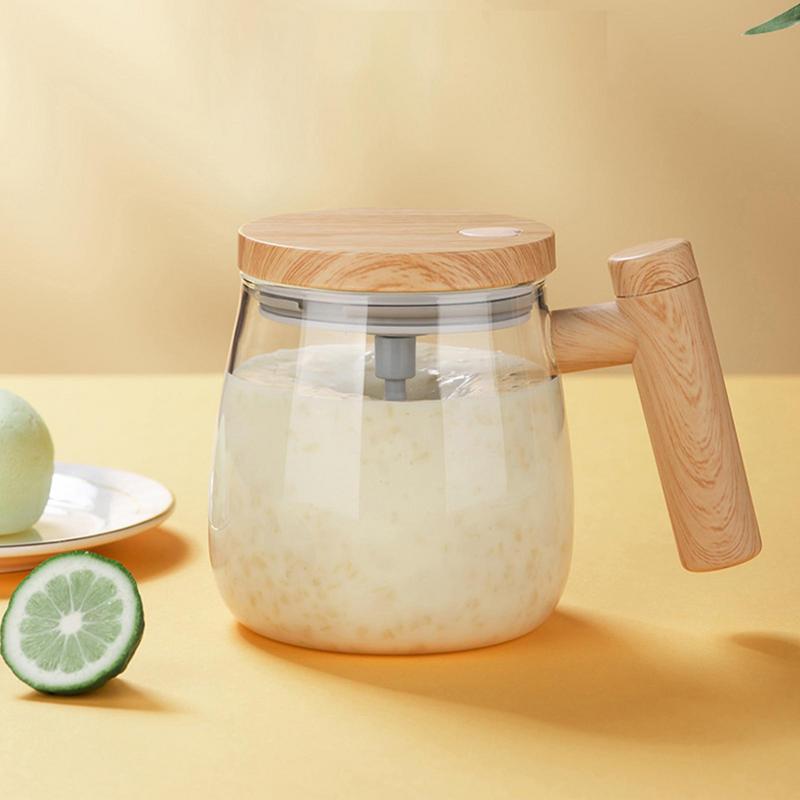 400ml self-stirring electric glass coffee mug with push-button mixer — view 5
