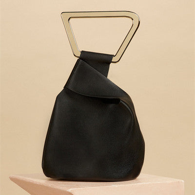 Structured metal handbag with polished silver finish — view 10