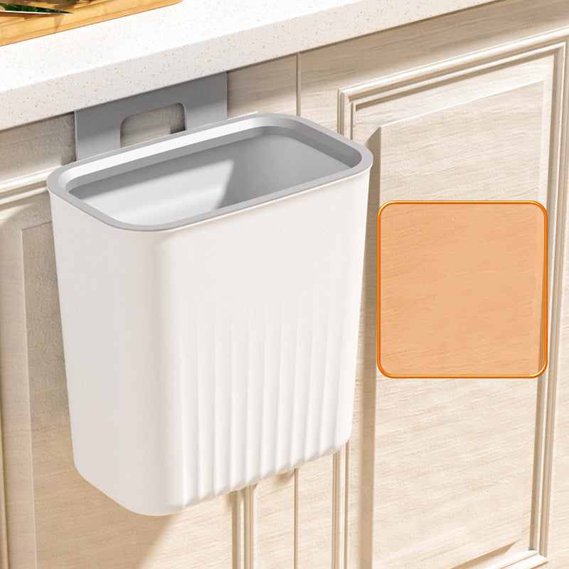 Hanging kitchen waste bin with lid mounted on cabinet door — view 9