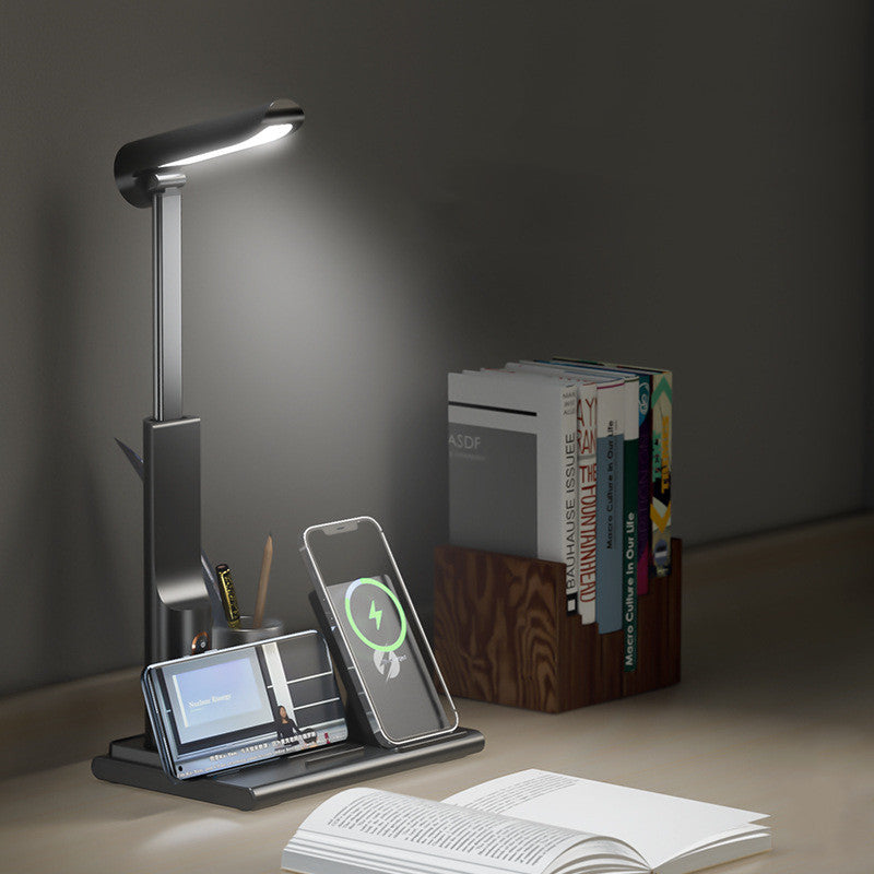 LED wireless charging desk lamp with pen holder for office — view 3