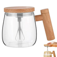 400ml self-stirring electric glass coffee mug with push-button mixer — view 2
