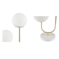 Modern metal two-light globe table lamp on bedside console — view 6