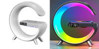 G shaped LED lamp with bluetooth speaker and wireless charger — view 3