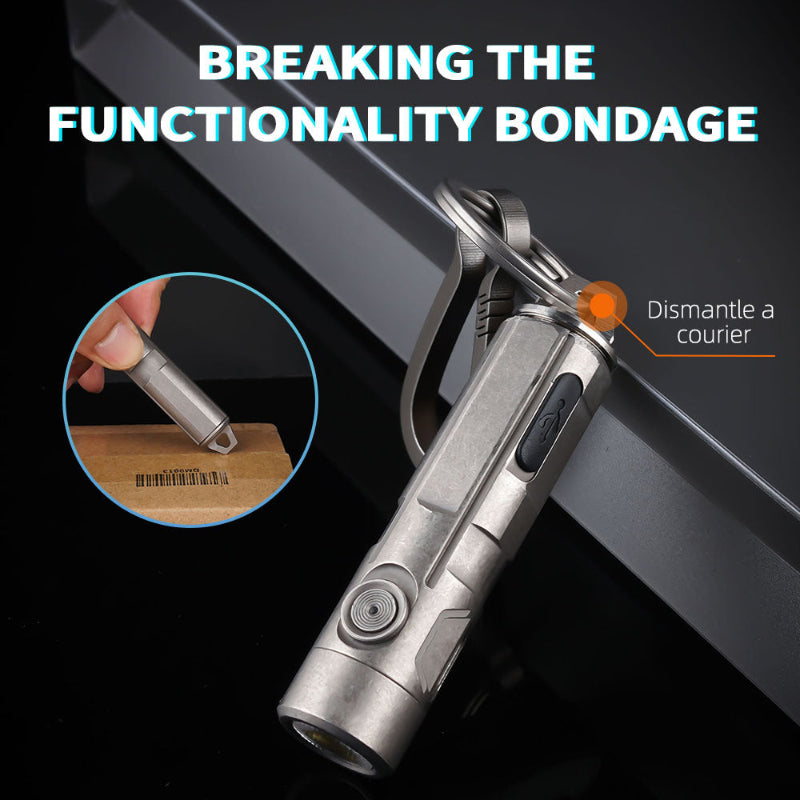 Tri Color Titanium Alloy LED Flashlight Pocket EDC Rechargeable Small Powerful Flashlight High Lumens