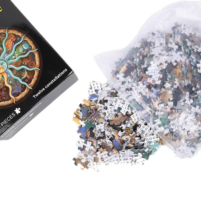 Earth moon and rainbow gradient circular jigsaw puzzles — view 2