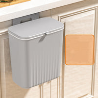 Hanging kitchen waste bin with lid mounted on cabinet door — view 3