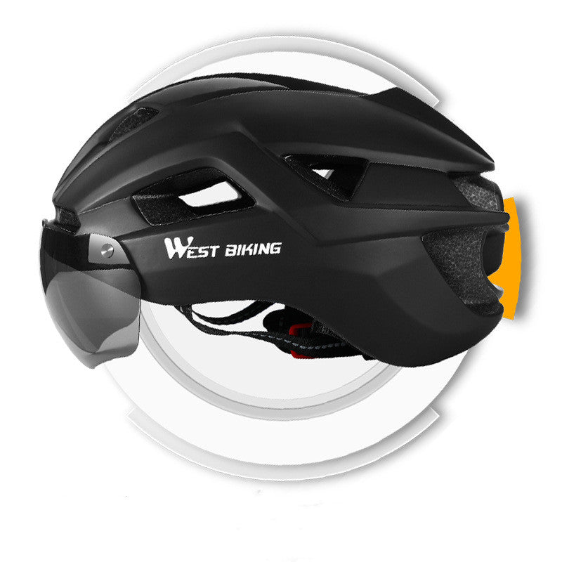 Cycling helmet with integrated goggles for mountain and road bike — view 3