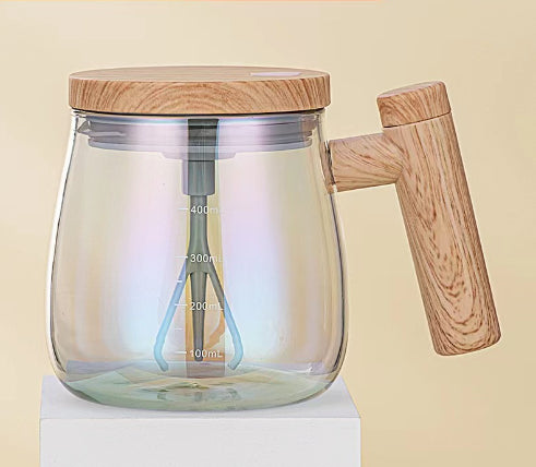 400ml self-stirring electric glass coffee mug with push-button mixer — view 14