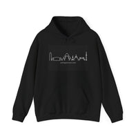 City Skyline Hoodie — Minimal White Line Landmark Graphic
