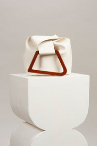Structured metal handbag with polished silver finish — view 3
