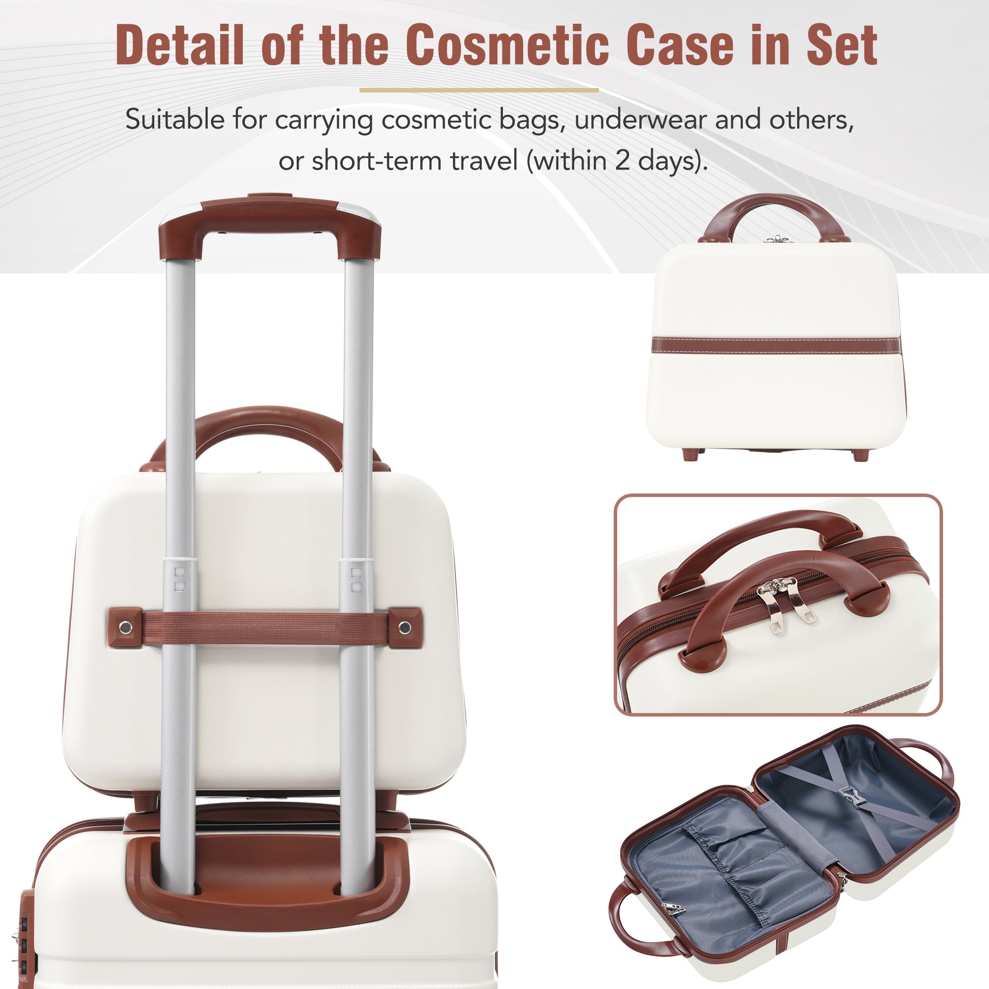 Three-piece hardshell luggage set with matching cosmetic case and spinner wheels — view 3