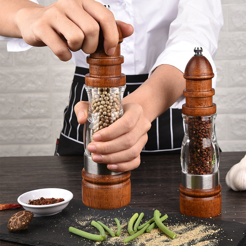 Handcrafted wooden salt and pepper grinder set with ceramic burrs — view 2