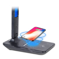 LED desk lamp with wireless charging pad and USB port — view 4